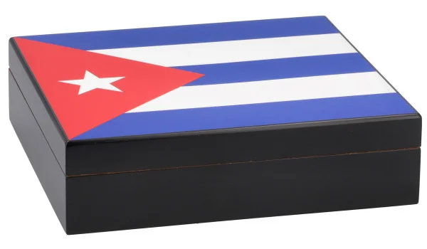 Υγραντήρας πούρων Μαύρη επιφάνεια με Κουβανική Σημαία
